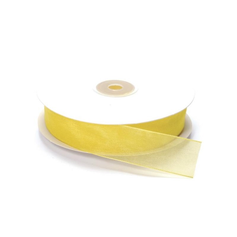 Ruban Organza, Jaune citron, 25 mm