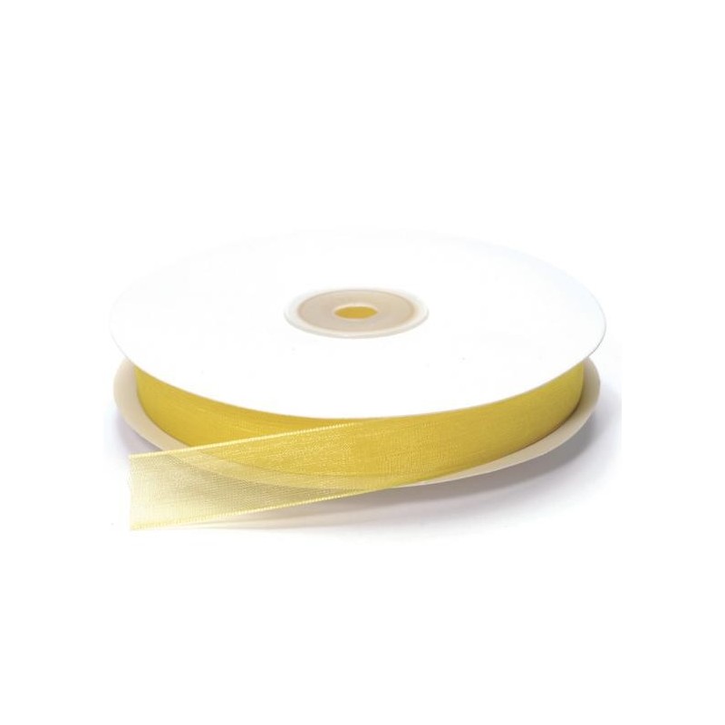 Ruban Organza, Jaune, 15 mm