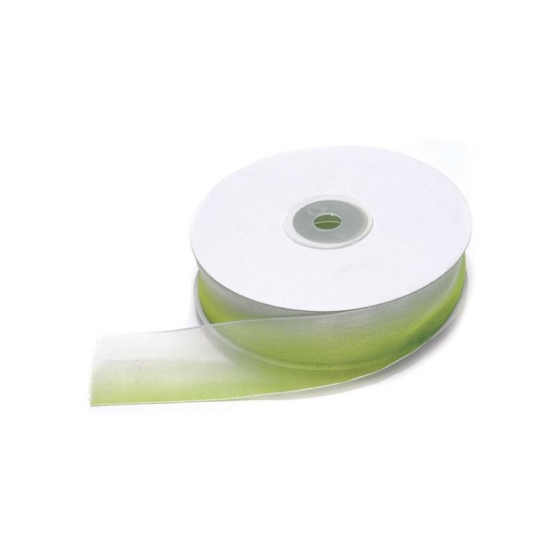 Ruban Organza bicolore, Vert pomme, 25 mm