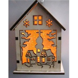 Lanterne "Maison de Noël" en bois 