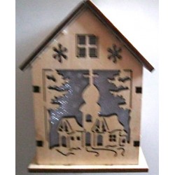 Lanterne "Maison de Noël" en bois 