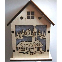 Lanterne "Maison de Noël" en bois 