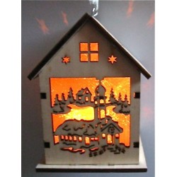 Lanterne "Maison de Noël" en bois 