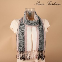 Pashmina fleurs blanches