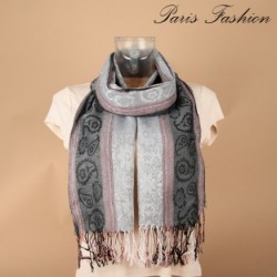 Pashmina fleurs blanches