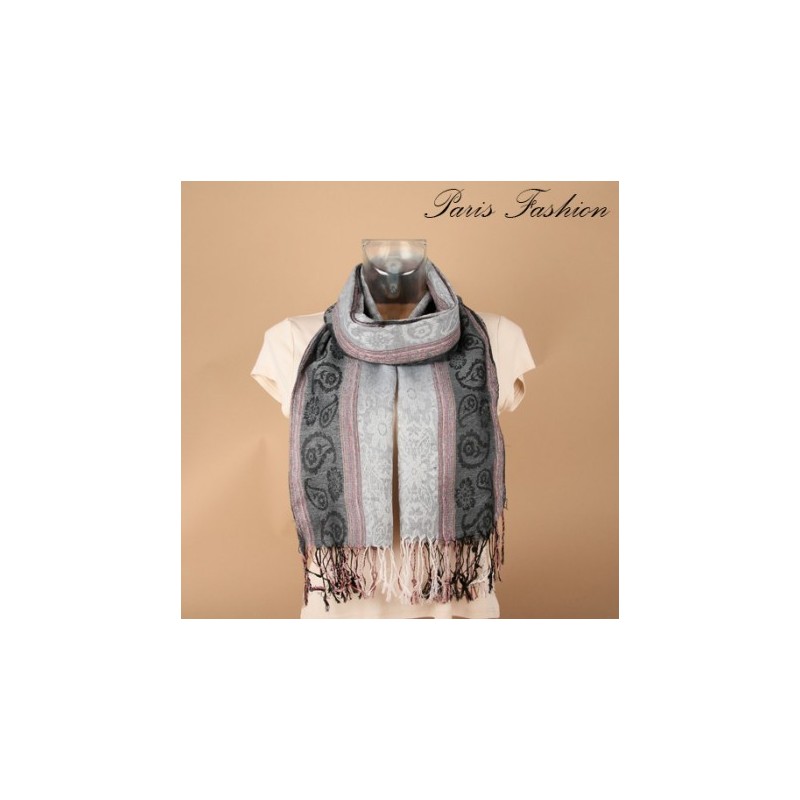 Pashmina fleurs blanches