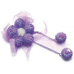 Fleur lilas en paillettes sur pince