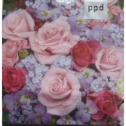 20 Serviettes en papier "Roses et violettes"