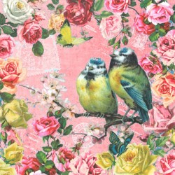 20 Serviettes en papier "Oiseaux et roses"