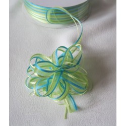 Ruban voile, vert et turquoise, 6 mm