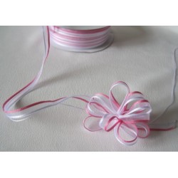 Ruban voile, rose et blanc 6 mm