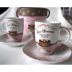 Set 2 Tasses Expresso "Les desserts"