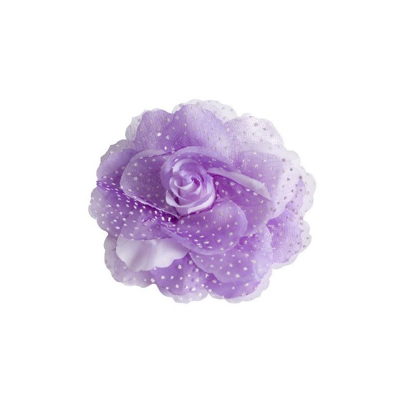 Rose en tissu lilas à pois