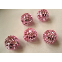 5 Mini boules à facettes Rose