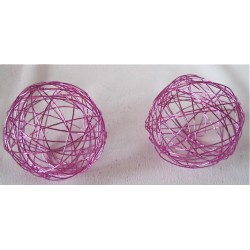 2 Boules en alu tressé Rose...