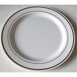 Assiette Plastique Ronde Blanche Lisere Argent 23cm - 20