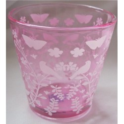 Photophore rose en verre 