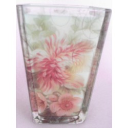 Bougie Verre Décoré "BOUQUET"