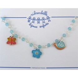 Collier  fleur, papillon,...