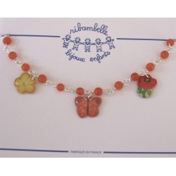 Collier  fleur et papillon