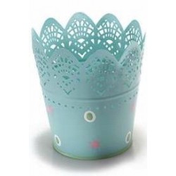 Cache-pot "dentelle" bleu