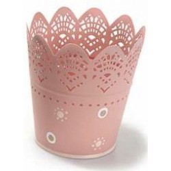 Cache-pot "dentelle" rose...