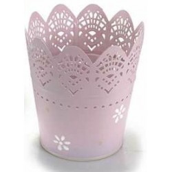 Cache-pot "dentelle" rose...