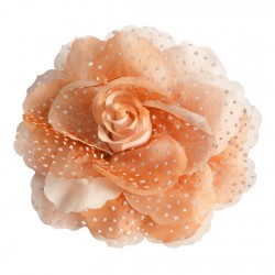 Rose en tissu mandarine à pois