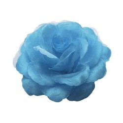 Rose en tissu bleu