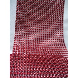 9m Ruban strass rouge, 12 cm