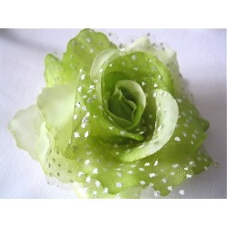 Rose en tissu vert anis à pois