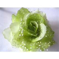 Rose en tissu vert anis à pois