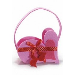 Panier "Coeur" en feutre rose