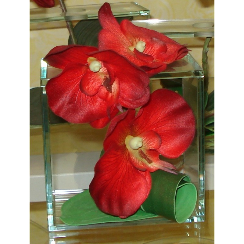 DECO CARRE ORCHIDEE ROUGE