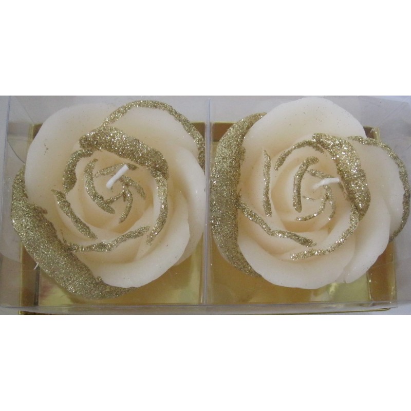 2 Bougies Fleur Rose