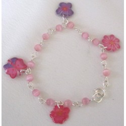 Bracelet  perles et fleurs