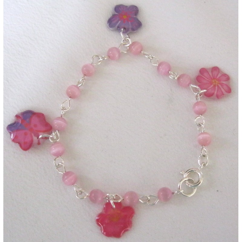 Bracelet  perles et fleurs