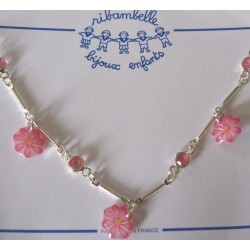 Collier chaîne strass fleurs