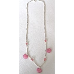 Collier chaîne strass fleurs