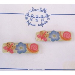 Barrette papillon, fleur, escargot