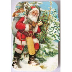 CARTE DOUBLE PM 3D " Père Noël et luge"