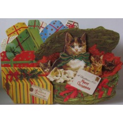 CARTE DOUBLE 3D " Chat et chatons"